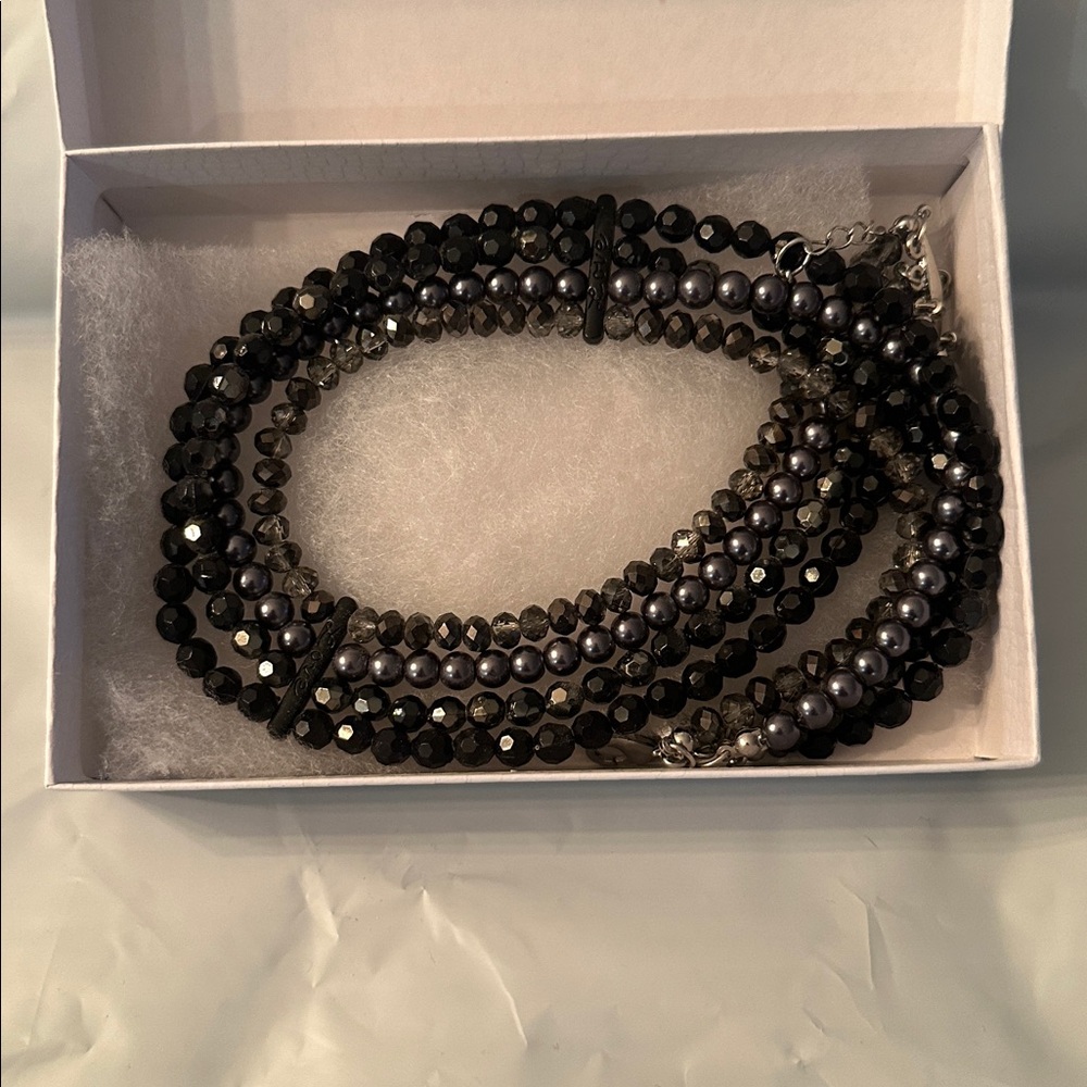 Black and silver Beaded Necklace